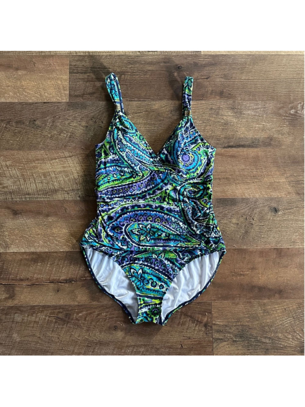 Women's Lauren Ralph Lauren Swimsuit Size 14 Blue Green Paisley Summer